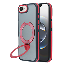 Matte Transparent Case with Wireless Charging Kickstand - (RED) for iPhone 16e / 17e (Only Ground Shipping)