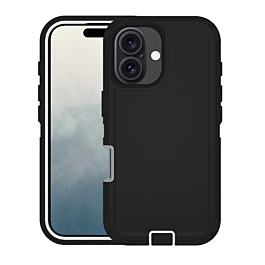 Heavy Duty Case for iPhone 16 Plus (BLACK & WHITE) (Only Ground Shipping)