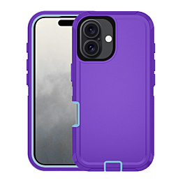 Heavy Duty Case for iPhone 16 Plus (PURPLE & TEAL) (Only Ground Shipping)