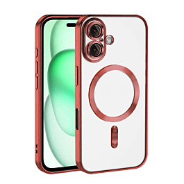 iPhone 16 Plus Shiny Wireless Charging Clear Case - RED (Only Ground Shipping)