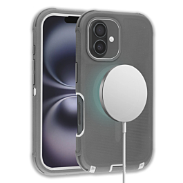 Wireless Charging Heavy Duty Case - GRAY for iPhone 16 Plus (Only Ground Shipping)