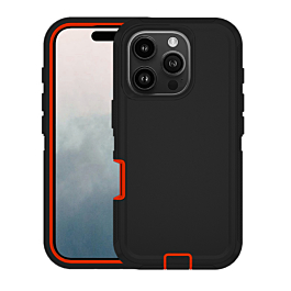 Heavy Duty Case for iPhone 16 Pro (BLACK & RED) (Only Ground Shipping)