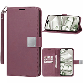 Elegant Leather Wallet Case (ROSE GOLD) for iPhone 16 Pro with Wristlet Strap (Only Ground Shipping)