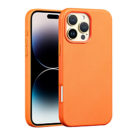 New Leather Case with Wireless Charger - ORANGE for iPhone 16 Pro (Only Ground Shipping)