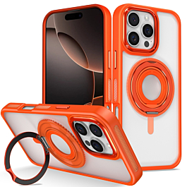 Skin Feel Transparent Case with Silicone Ring Holder - ORANGE for iPhone 16 Pro (Only Ground Shipping)