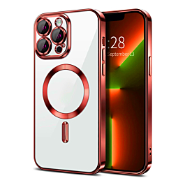 Shiny Wireless Charging Clear Case - RED for iPhone 16 Pro (Only Ground Shipping)