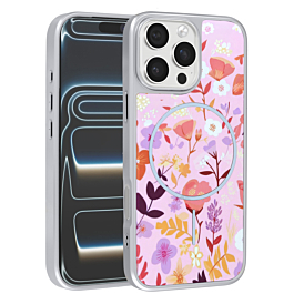 Dual Layer Flower Design Magsafe Cases - PINK for iPhone 16 Pro (Only Ground Shipping)