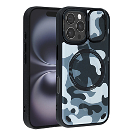 Camo Design Thin Magnetic Case with Camera Stand Kickstand - Style 4 for iPhone 16 Pro (Only Ground Shipping)