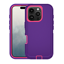 Heavy Duty Case for iPhone 16 Pro Max (DARK PURPLE & HOT PINK) (Only Ground Shipping)