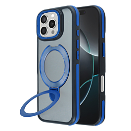 Matte Transparent Case with Wireless Charging Kickstand - BLUE for iPhone 16 Pro Max (Only Ground Shipping)