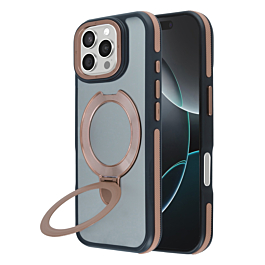 Matte Transparent Case with Wireless Charging Kickstand - DARK BROWN for iPhone 16 Pro Max (Only Ground Shipping)