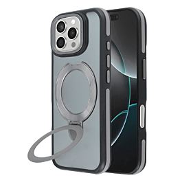 Matte Transparent Case with Wireless Charging Kickstand - GRAY for iPhone 16 Pro Max (Only Ground Shipping)