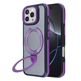 Matte Transparent Case with Wireless Charging Kickstand - PURPLE for iPhone 16 Pro Max (Only Ground Shipping)