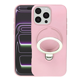 Pastel Shield Carbon Fiber Magnetic Kickstand Case (PINK) for iPhone 16 Pro Max (Only Ground Shipping)