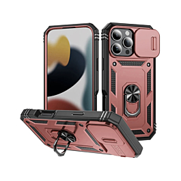 Dual Layers Hybrid Case (ROSE GOLD) for iPhone 16 Pro Max with Metal Ring and Camera Protector (Only Ground Shipping)