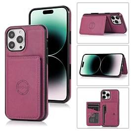 Leather Pocket Wallet Case - PINK for iPhone 16 Pro Max (Only Ground Shipping)