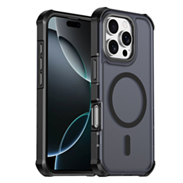 Dual Layer Electroplated Border Wireless Charging Case (BLACK) for iPhone 16 Pro Max (Only Ground Shipping)