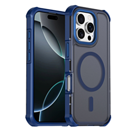 Dual Layer Electroplated Border Wireless Charging Case (DARK BLUE) for iPhone 16 Pro Max (Only Ground Shipping)