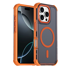 Dual Layer Electroplated Border Wireless Charging Case (ORANGE) for iPhone 16 Pro Max (Only Ground Shipping)
