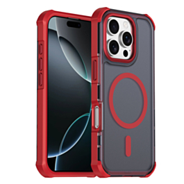 Dual Layer Electroplated Border Wireless Charging Case (RED) for iPhone 16 Pro Max (Only Ground Shipping)