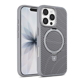 Magnetic Kickstand Case with Carbon Fiber (GRAY) for iPhone 16 Pro Max (Only Ground Shipping)