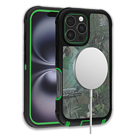 Wireless Charging Heavy Duty Case - CAMO GREEN for iPhone 16 Pro Max (Only Ground Shipping)