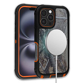 Wireless Charging Heavy Duty Case - CAMO ORANGE for iPhone 16 Pro Max (Only Ground Shipping)