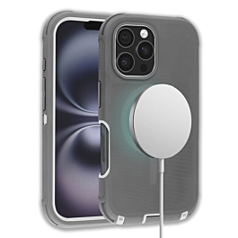 Wireless Charging Heavy Duty Case - GRAY for iPhone 16 Pro Max (Only Ground Shipping)