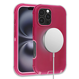 Wireless Charging Heavy Duty Case - PINK & PINK for iPhone 16 Pro Max Pro (Only Ground Shipping)
