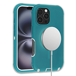 Wireless Charging Heavy Duty Case - TEAL for iPhone 16 Pro Max (Only Ground Shipping)