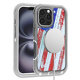 Wireless Charging Heavy Duty Case - US FLAG for iPhone 16 Pro Max (Only Ground Shipping)