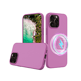 Soft Solid Silicone Case with Wireless Charging - PURPLE for iPhone 16 Pro Max (Only Ground Shipping)