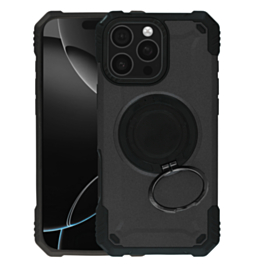 Hybrid Tuff Case with Magnetic Kickstand (BLACK) for iPhone 16 Pro Max (Only Ground Shipping)