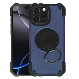 Hybrid Tuff Case with Magnetic Kickstand (DARK BLUE) for iPhone 16 Pro Max (Only Ground Shipping)