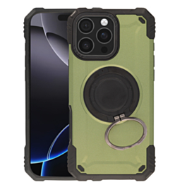 Hybrid Tuff Case with Magnetic Kickstand (ARMY GREEN) for iPhone 16 Pro Max (Only Ground Shipping)