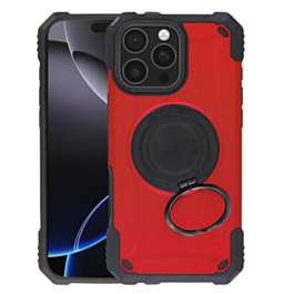 Hybrid Tuff Case with Magnetic Kickstand (RED) for iPhone 16 Pro Max (Only Ground Shipping)