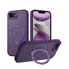 Carbon Wireless Charging Case with Ring Stand for iPhone 16e / 17e (PURPLE) (Only Ground Shipping)