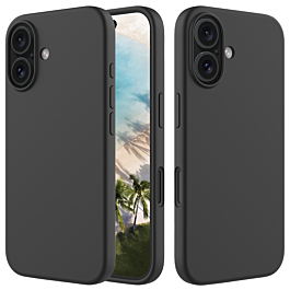 iPhone 16 Plus Soft Solid Silicone Case (Full Buttom Cover) - BLACK (Only Ground Shipping)