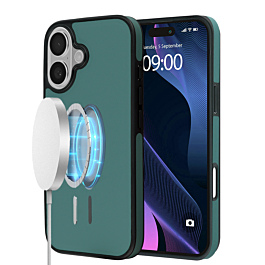 Full Cover Leather Design Wireless Charging Case - DARK BLUE for iPhone 16 (Only Ground Shipping)
