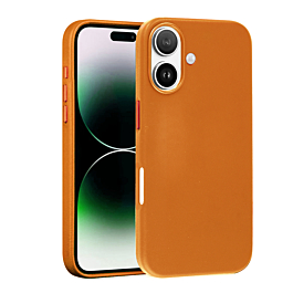 New Leather Case with Wireless Charger - ORANGE for iPhone 16 Plus (Only Ground Shipping)