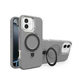 Support Heavy Duty Case with Wireless Charging Kickstand - GRAY for iPhone 16 Plus (Only Ground Shipping)