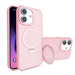 Carbon Wireless Charging Case with Ring Stand - PINK for iPhone 16 (Only Ground Shipping)