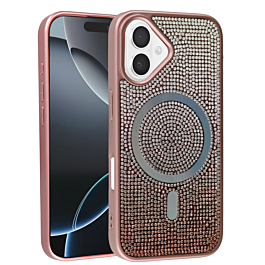 Wireless Charging Bling Diamond Crystal Case - ROSE GOLD for iPhone 16 Plus (Only Ground Shipping)