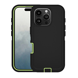 Heavy Duty Case for iPhone 16 Pro (BLACK & GREEN) (Only Ground Shipping)