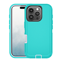 Heavy Duty Case for iPhone 16 Pro (LIGHT TEAL & PINK) (Only Ground Shipping)