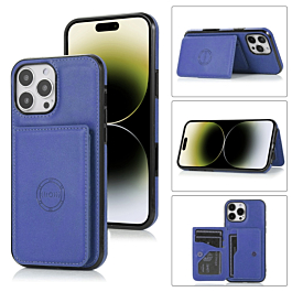 Leather Pocket Wallet Case - BLUE for iPhone 16 Pro (Only Ground Shipping)