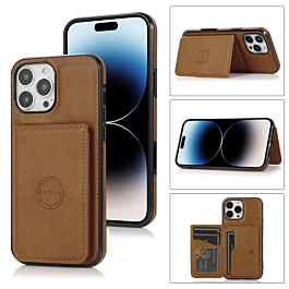 Leather Pocket Wallet Case - BROWN for iPhone 16 Pro (Only Ground Shipping)