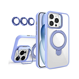 Magnetic Clear Case with 2 Kickstand & Camera Lens - LIGHT PURPLE for iPhone 16 Pro (Only Ground Shipping)