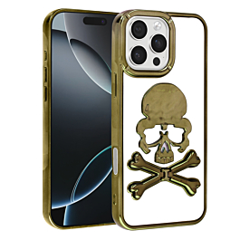 Transparent Skull Design Case - GOLD for iPhone 16 Pro / 17 (Only Ground Shipping)