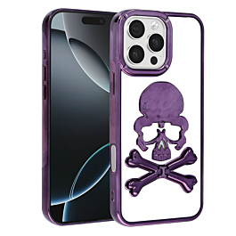 Transparent Skull Design Case - PURPLE for iPhone 16 Pro / 17 (Only Ground Shipping)